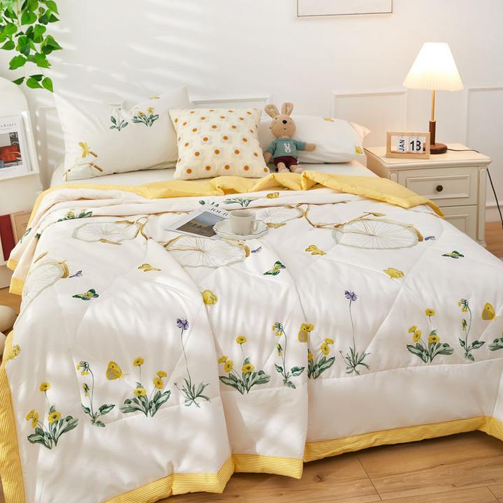 夏天纯棉凉被空调被可机洗水洗单人全棉夏被双人夏季薄被子被芯