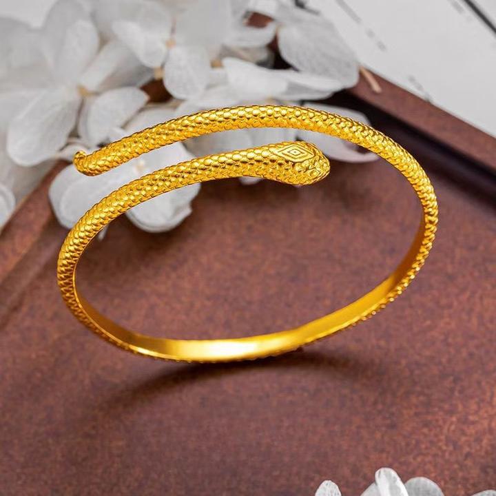 铜合金手镯 金蛇形手镯本命年生肖蛇镯子百搭可调节手环女