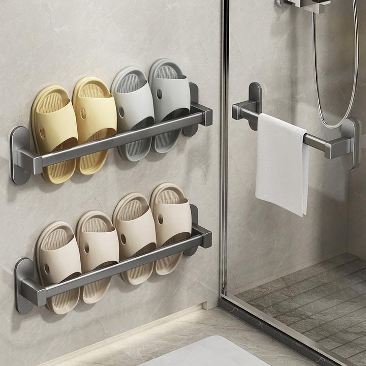 优勤卫生间置物架浴室免打孔拖鞋架鞋子收纳架厕所壁挂式沥水架子