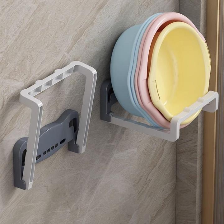 可折叠壁挂脸盆架卫生间免打孔置物架浴室厕所洗澡脚盆收纳架家用