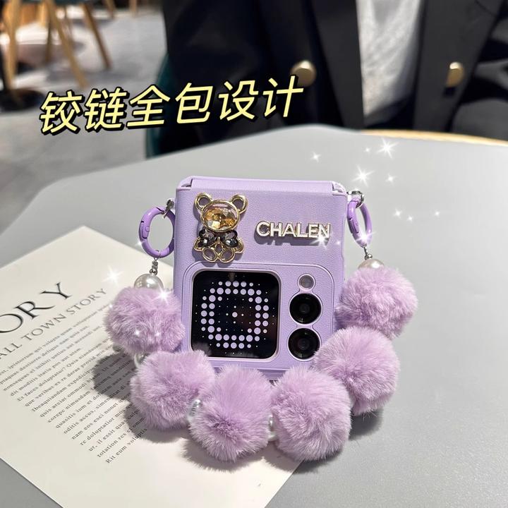 适用华为novaflipS折叠屏手机壳时尚轻奢创意钻熊全包防摔保护套