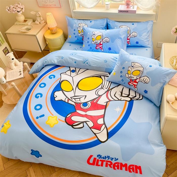 奥特曼全棉四件套儿童纯棉被套三件套男孩房单人床单上用床单床笠