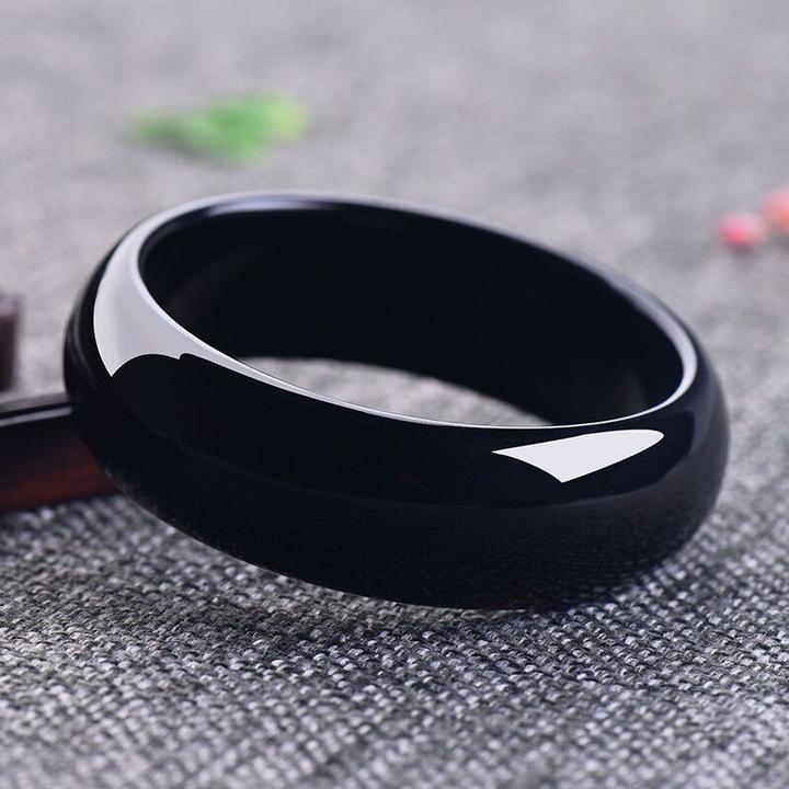 黑玛瑙手镯加宽加厚水墨乌鸡黑黑色简约时尚气质镯黑玉髓宽版霸气