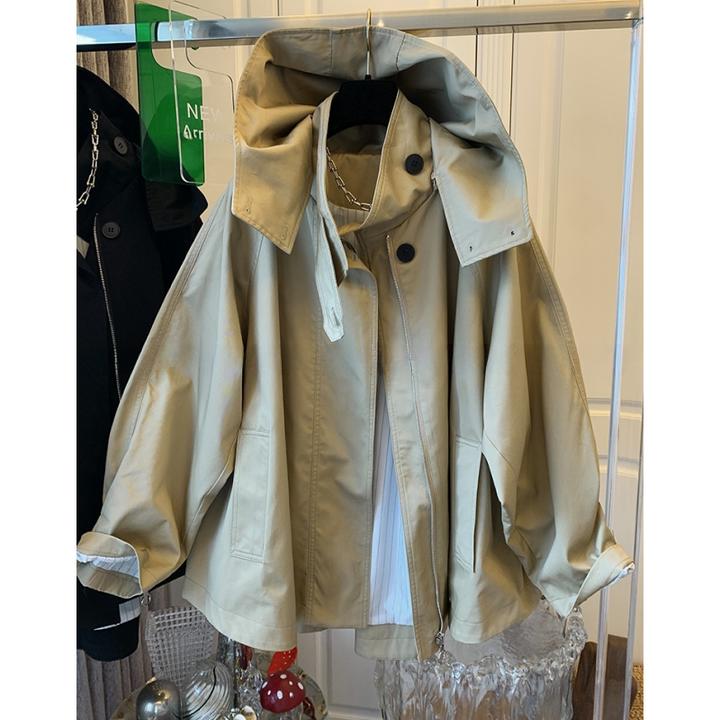 复古英伦高级感时尚洋气连帽风衣外套女士小个子2024年春秋季新款