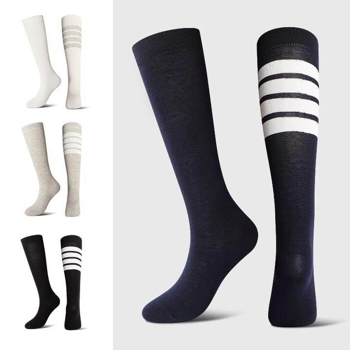 Sockthis【两双装】长筒高帮全橡筋束脚四条杠小腿袜瑜伽运动袜女