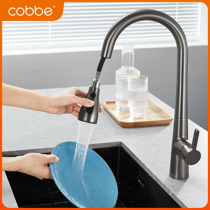卡贝抽拉式冷热水龙头厨房伸缩拉伸旋转洗菜阳台洗衣洗碗水槽龙头