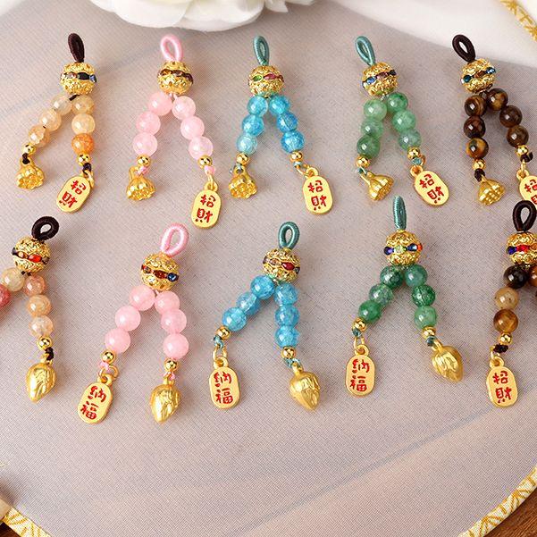 新中式旗袍压襟挂件吊坠汉服古法沙金招财配饰转运莲蓬