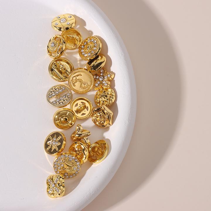 金色扣子衬衫女衣服开衫雪纺金属纽扣男衬衣百搭钮扣大全