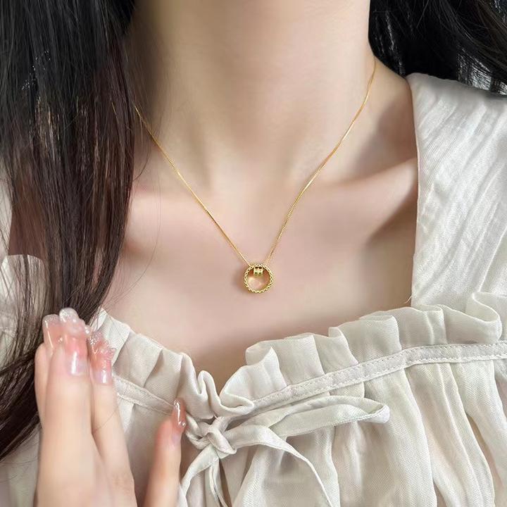 钛钢项链 不掉色环环相扣项链轻奢小蛮腰圈圈坠链百搭简约锁骨链