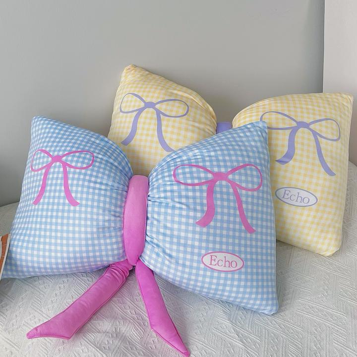 多巴胺蝴蝶结抱枕可爱靠垫午睡枕靠枕腰颈枕卧室学生宿舍韩风ins