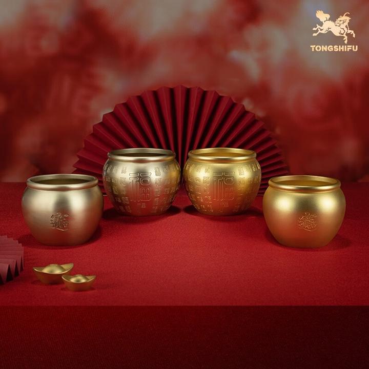 铜师傅《福缸财缸》玄关桌面聚宝盆铜摆件 高档米缸家居装饰工艺品