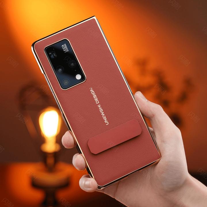 适用于华为MateX2真皮旋转支架后壳时尚高端大气压纹防摔商务