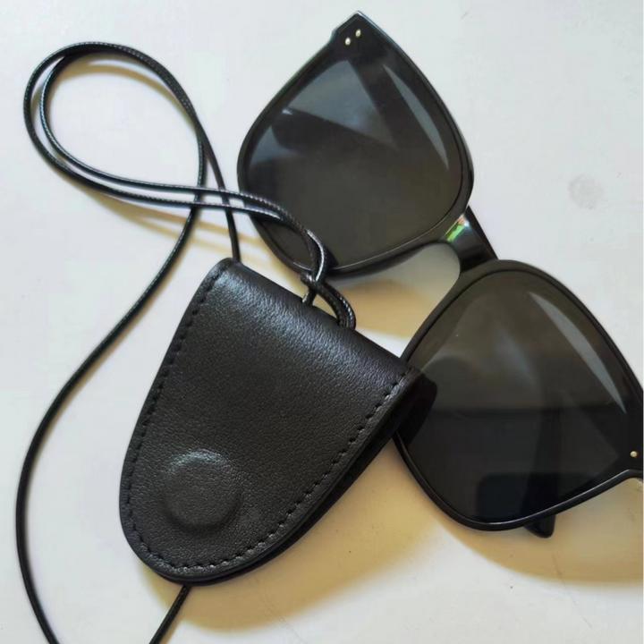 挂脖磁吸眼镜夹多功能头层牛皮皮革眼镜收纳夹户外旅行便携帽子夹