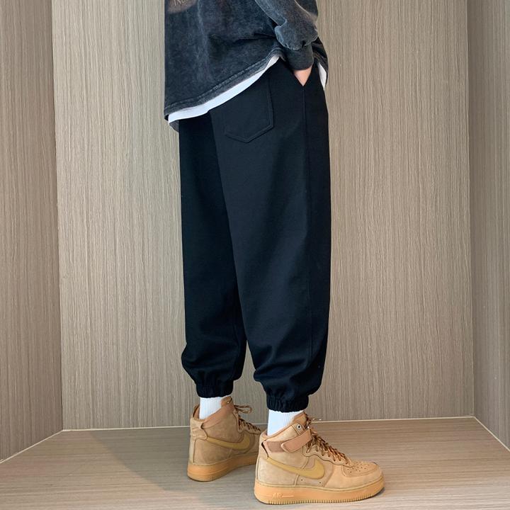 男士秋冬裤子宽松潮流冬季九分裤斜纹运动裤加绒新款休闲长裤卫裤