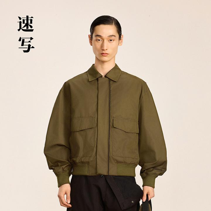 速写男装秋冬新 休闲宽松飞行员夹克设计感舒适时尚外套9O8611930