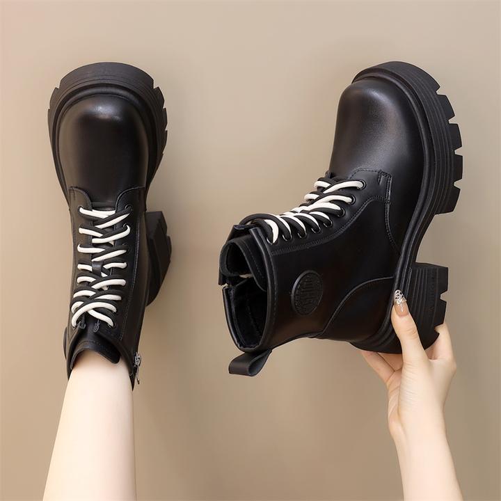 厚底英伦风马丁靴女2024秋冬新款加厚小个子增高百搭配裤时尚短靴