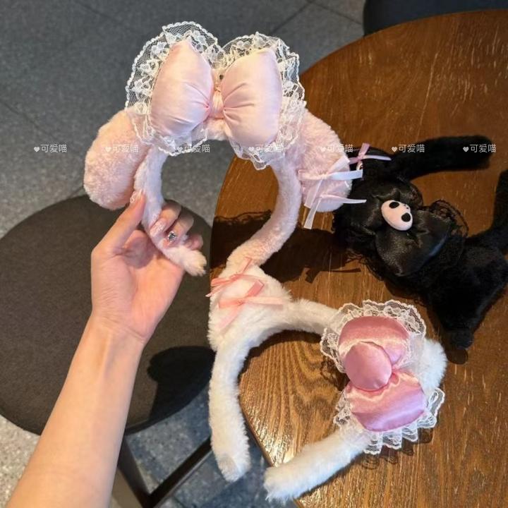 三丽鸥正版蕾丝发箍可爱美乐蒂凯蒂猫库洛米头箍洛丽塔毛绒蝴蝶结