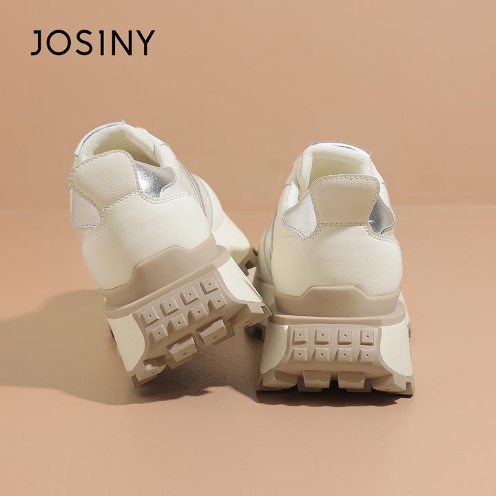 卓诗尼运动鞋女2025夏季新款厚底增高老爹鞋真皮系带休闲运动鞋女