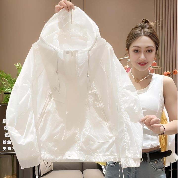 胖妹妹时尚欧货连帽防晒衣女夏季宽松轻薄透气休闲百搭防晒服外套