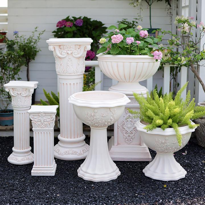 欧式罗马柱高脚大花盆家居装饰品户外庭院酒店露台创意造景布置