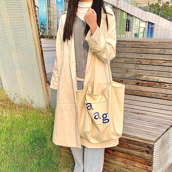 韩系chic慵懒风休闲大容量单肩帆布包购物袋书包女ins