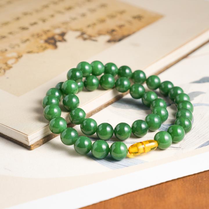 【富贵美人】和田玉碧玉项链妈妈链11-12mm飘花单圈气质时尚百搭款