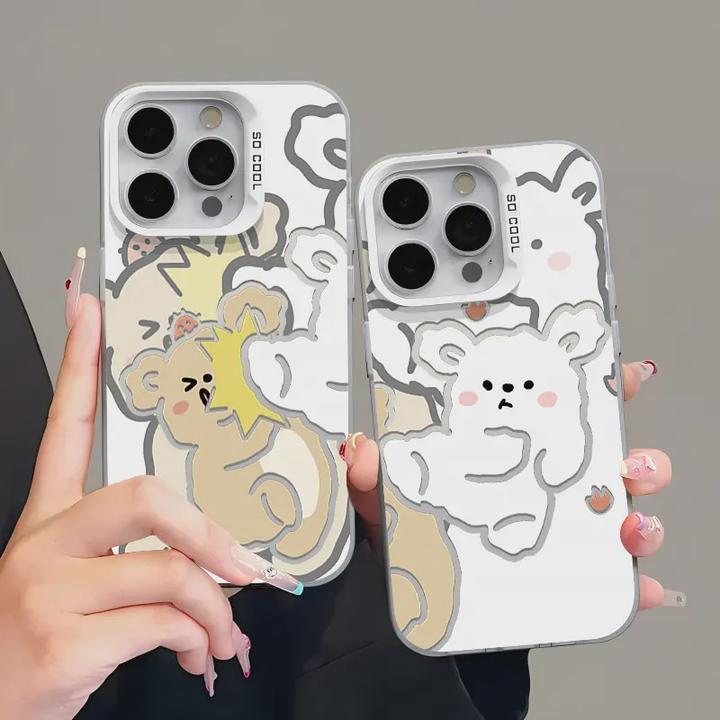 BANCA情侣挨揍棕熊iphone15/14/13/12/11pomax手机壳华为oppo小米