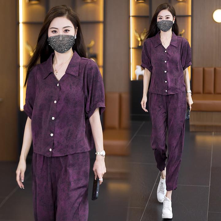 休闲套装2024夏季新款减龄洋气宽松时尚显瘦气质衬衫哈伦裤两件套