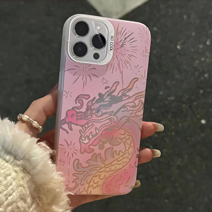 欧克里里中国风粉龍苹果15/14promax手机壳iphone13/12/11软壳xrx