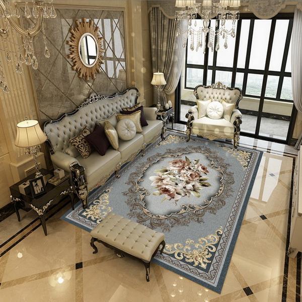 可爱时尚轻奢客厅茶几卧室飘窗阳台防滑地毯中式花简约大面积