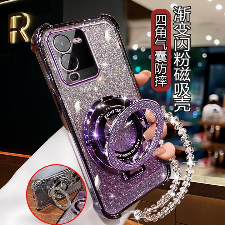 适用VivoS15手机壳高级网红V2203A全包镜头防摔vovs15pro闪粉软壳