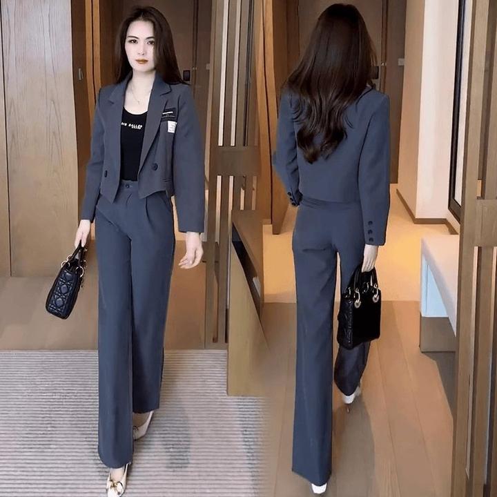 洋气质减龄高级感时尚套装女2024秋季爆款小西装外套阔腿裤两件套