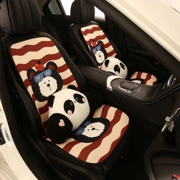 汽车坐垫四季通用卡通可爱透气防滑通风复古男女通用亲肤耐磨座垫