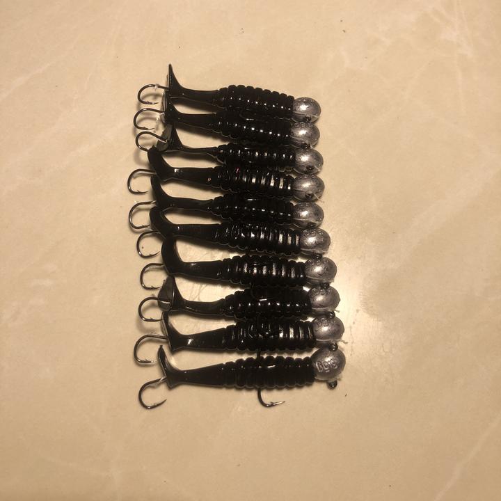 4厘米T尾3.5克蛋蛋钩跟钓钩1包10条带尾钩