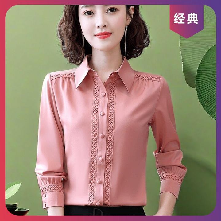 啄木鸟年新款打底衫显瘦雪纺衫衬衫衬衣洋气时尚妈妈秋季百搭女上