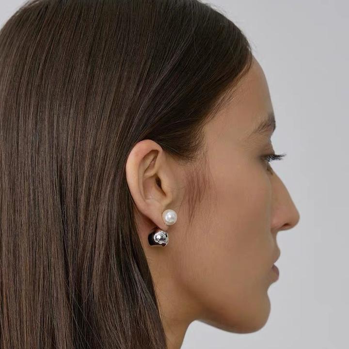 黄铜石英石耳饰 董洁同款两戴红色金球耳钉女小众设计本命年饰品