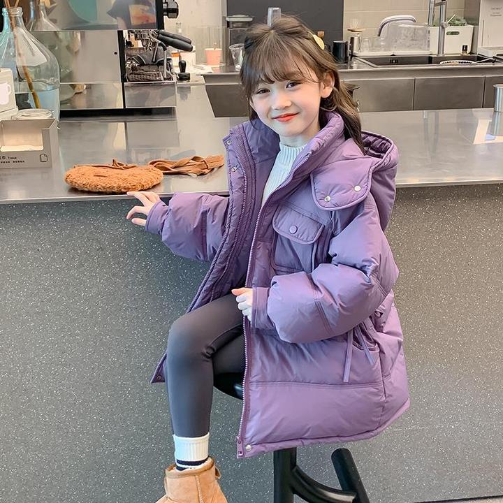 巴拉巴拉恩女童冬装棉服2024新款洋气小女孩中长款棉衣外套冬季儿