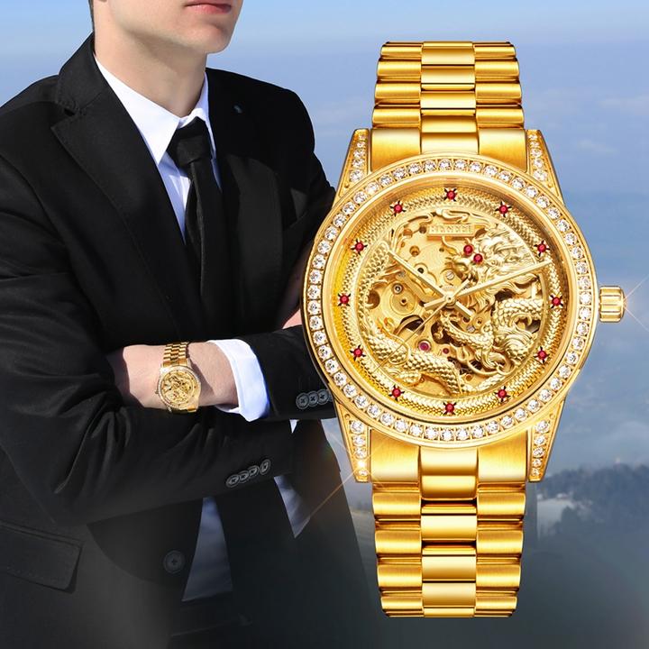 宾爵【龙腾四海】男士祥龙含真金真钻真红宝石进口机芯男表B3629M