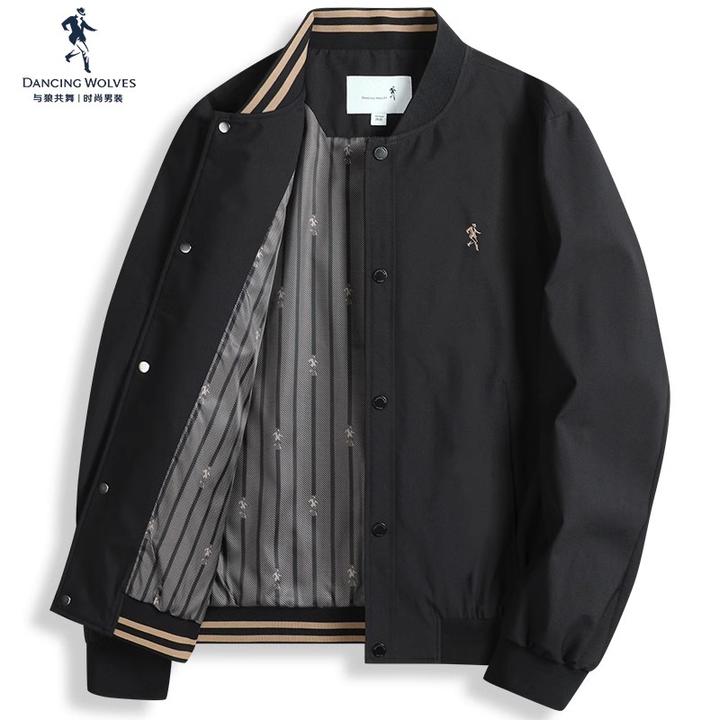【精致内里】与狼共舞棒球领男士夹克2025秋季新款条纹撞色防风外套