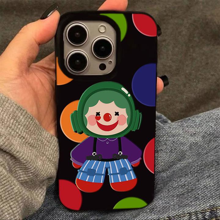 波点小丑适用苹果15手机壳iphone13亮面14promax新款12软11可爱女