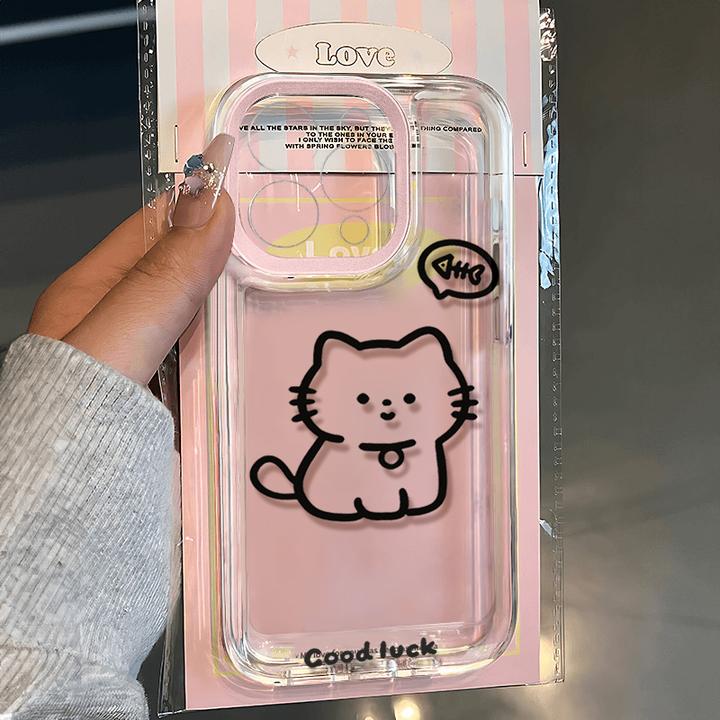 可爱线条小猫适用苹果13 15手机壳iPhone14promax防摔12 11卡通xr