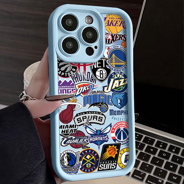 NBA队标适用于iphone16苹果手机壳15promax金刚砂14软13全包1211