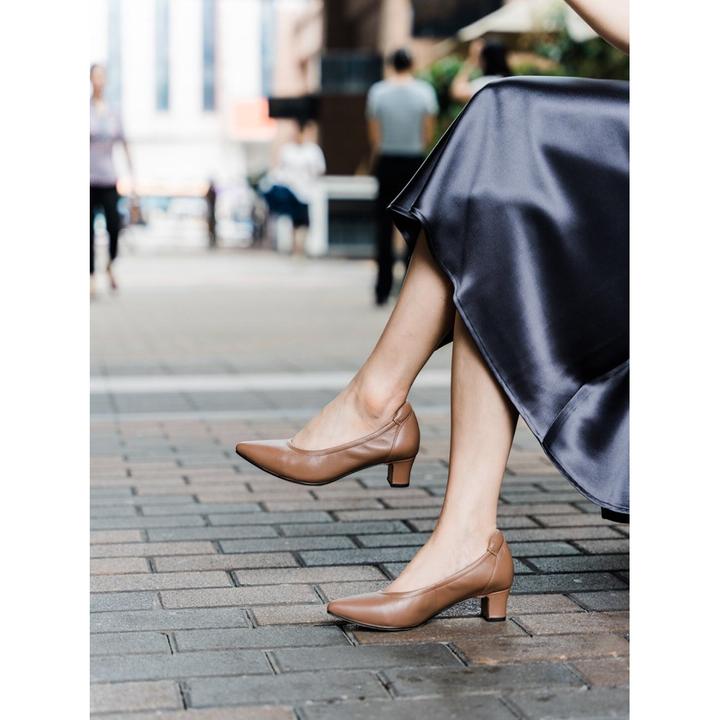 壹家shoes040001气质羊皮/羊绒小枕头单鞋4cm防磨脚防掉跟高跟鞋