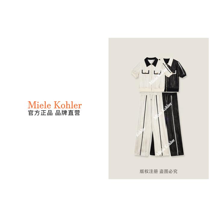 新款轻奢衬衫领宽松三分袖外套+长裤套装MKOKQ8421【澳门小源同款】