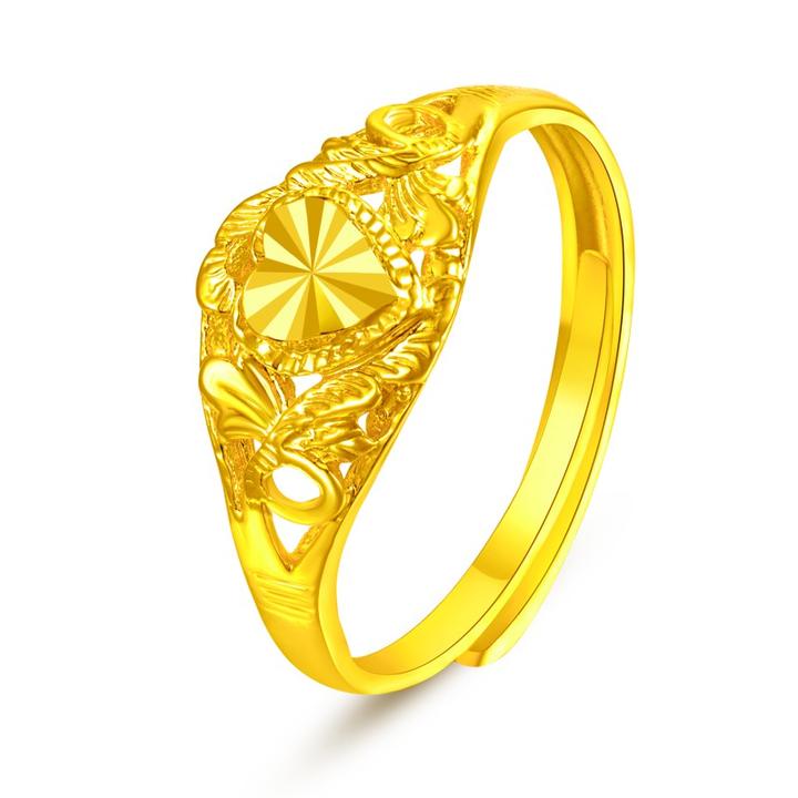 铜合金戒指 久不掉色百搭真金色时尚女款结婚精美可调节戒指饰品