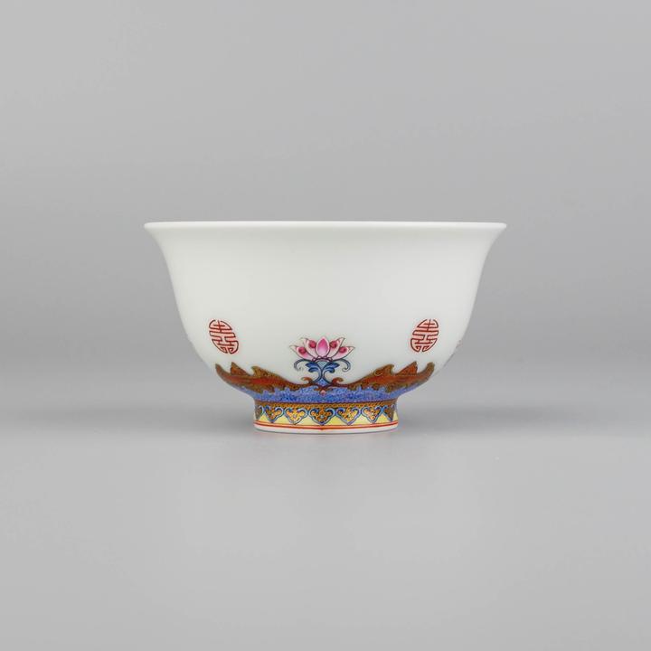 艺林堂藏珍系列矾红描金福寿安康大压手杯【景德镇纯手工】