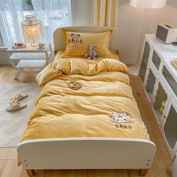 新款牛奶绒大学生宿舍寝室上下铺床上用品全套加厚双面幼儿园可爱