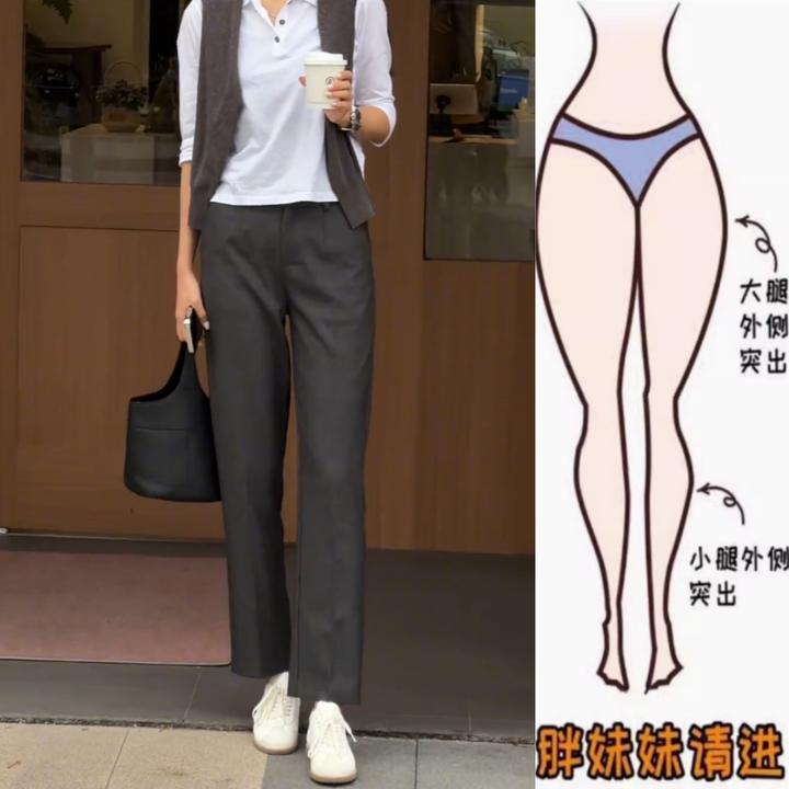 景倩妮今年流行简约西装休闲裤2025年春季新款梨形高腰显瘦直筒裤