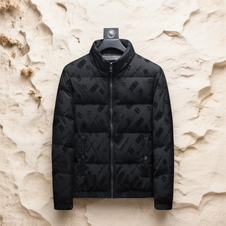 诺顿雷斯植绒印花立领羽绒服男潮牌休闲冬新款男士青年大码厚外套