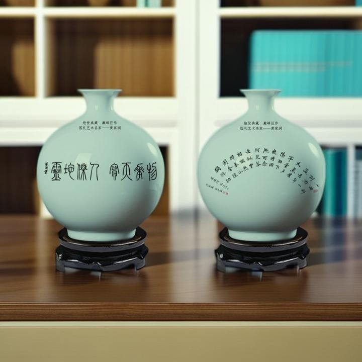 新中式家居摆件景德镇私人定制高端艺术瓷瓶 冬瓜瓶 创意陶瓷摆设